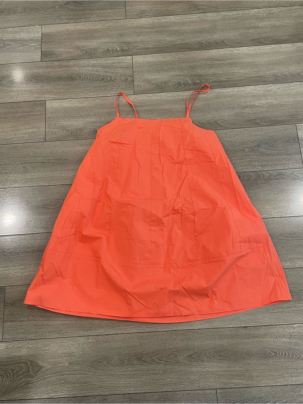 Fisoew Oversized Spaghetti Strap Mini Dress Orange Small NEW